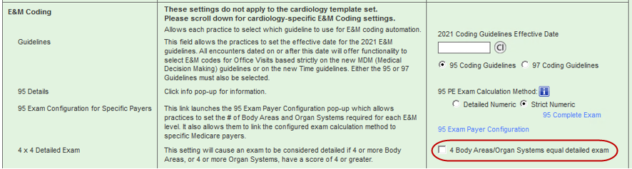 E&M Coding 4 x 4 Detailed Exam section