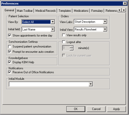 Preferences template