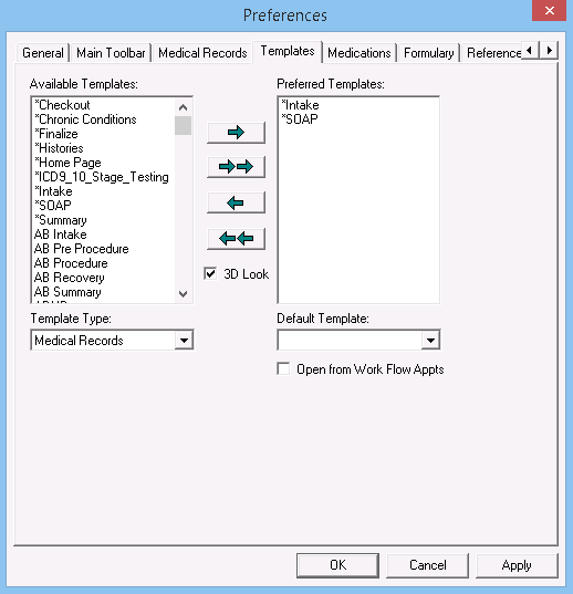 Preferences window