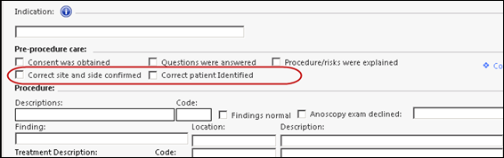 Pre-procedure care fields