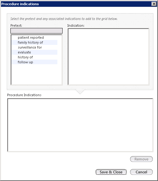 Procedure indications