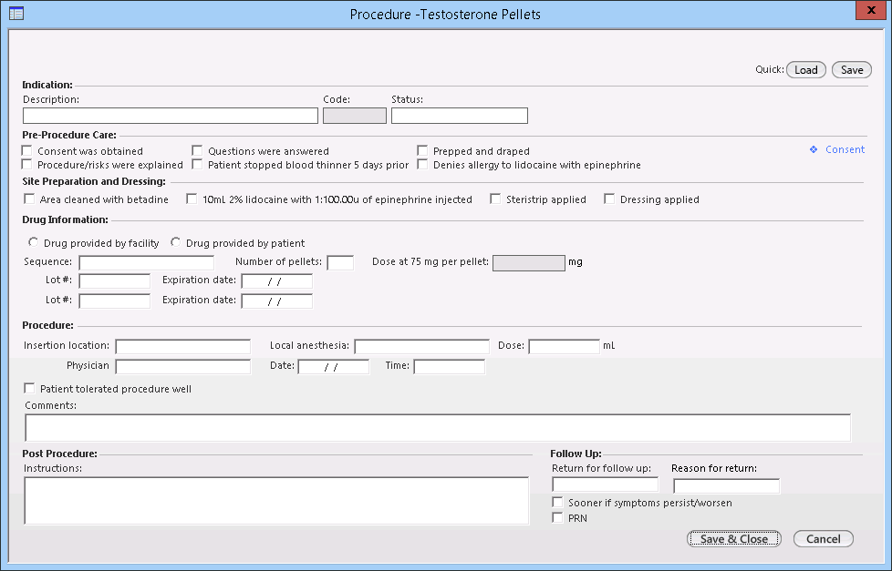 Procedure - Testosterone Pellets