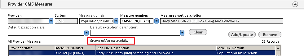 Provider CMS Measures