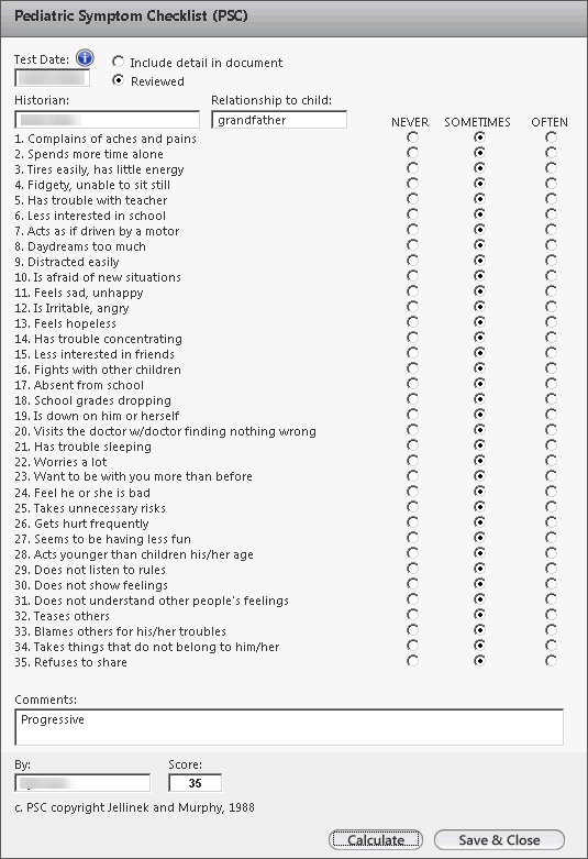 Pediatrics Symptom Checklist (PSC)