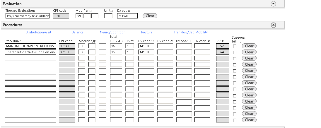 Procedures panel