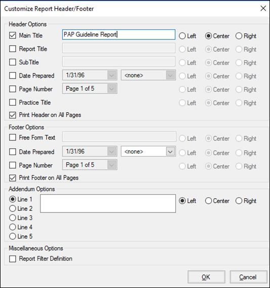 Customize Report Header/Footer