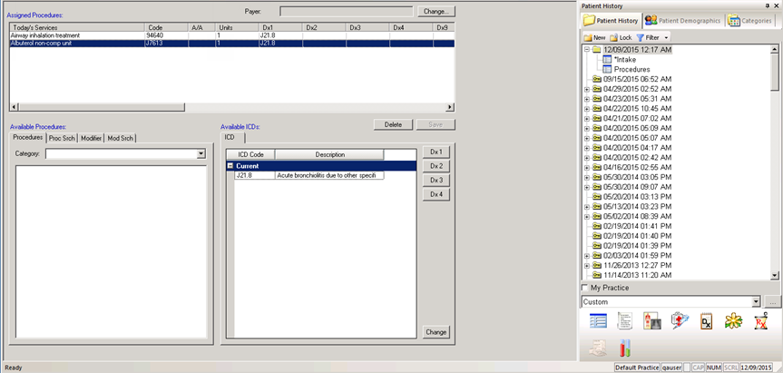 Nebulizer Data Set Superbill
