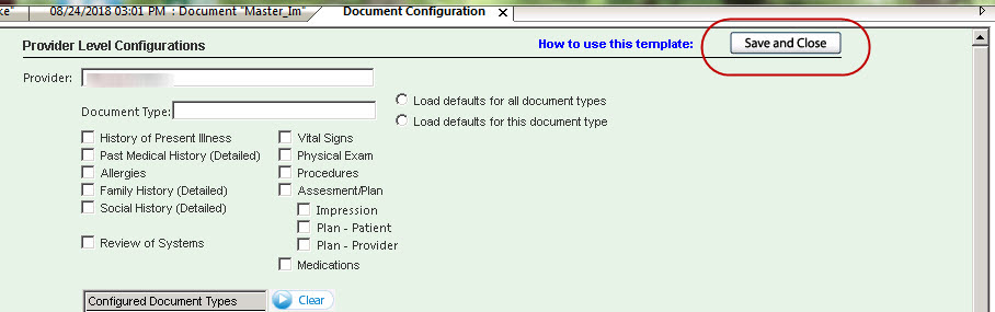 Save and Close button on Provider Level Configurations
