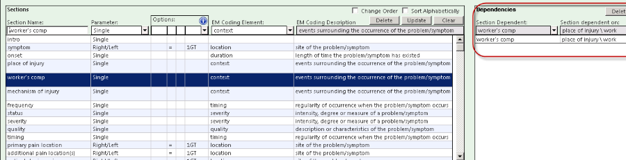 Section Dependencies