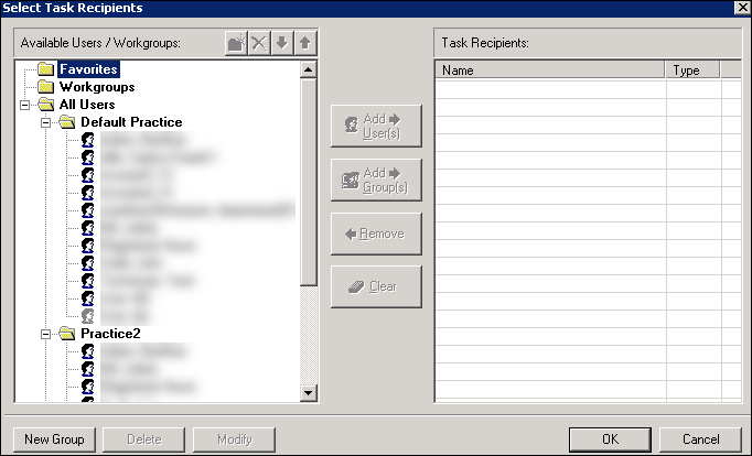 Select Task Recipients
