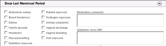 Since Last Menstrual Period panel