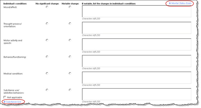 Mental Status Exam in BH Substance Use Assessment Template