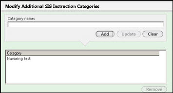 Modify Additional SIG Instruction Categories panel