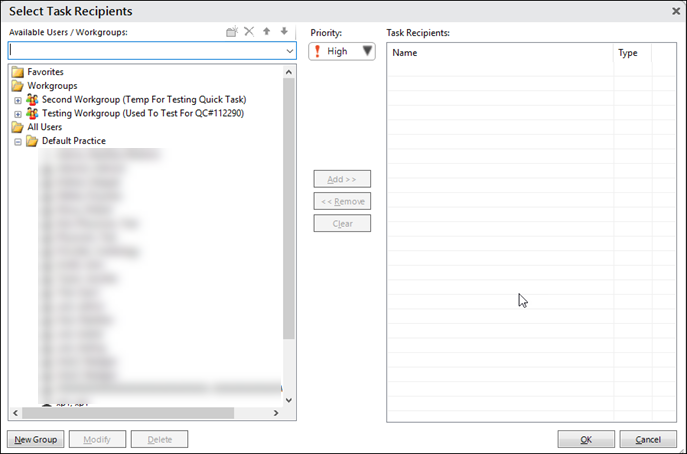 Select Task Recipients