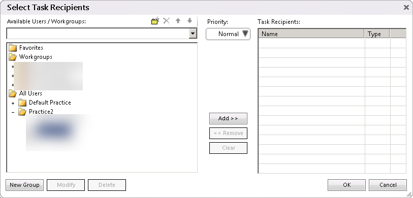 Select Task Recipients