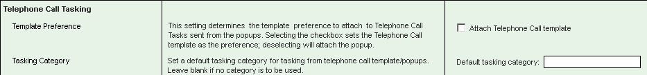 Telephone Call Tasking section