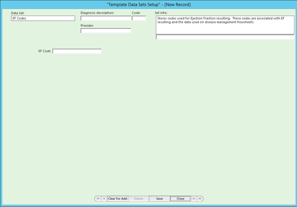 Template Data Sets Setup