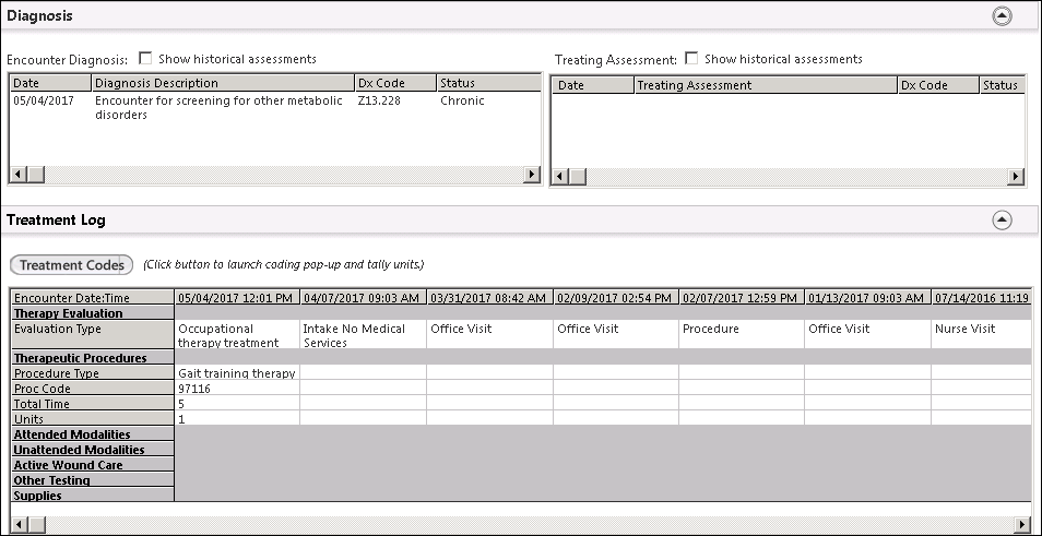 Treatment Log Panel