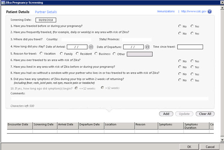Zika Pregnancy Screening_Patient Details