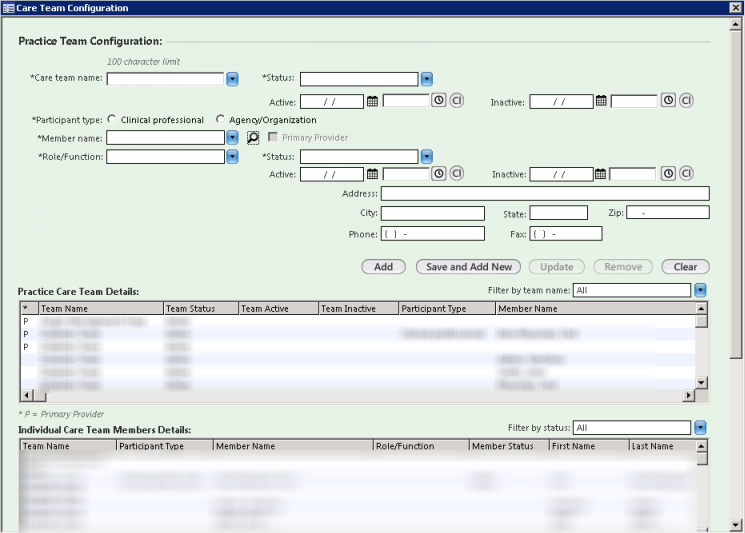Care Team Configuration template