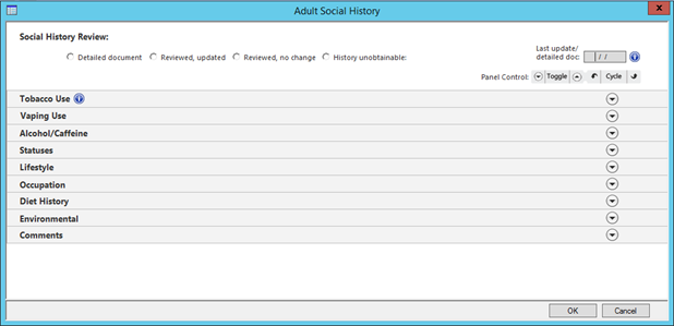 Adult Social History template