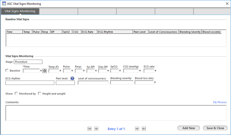 ASC Vital Signs Monitoring template
