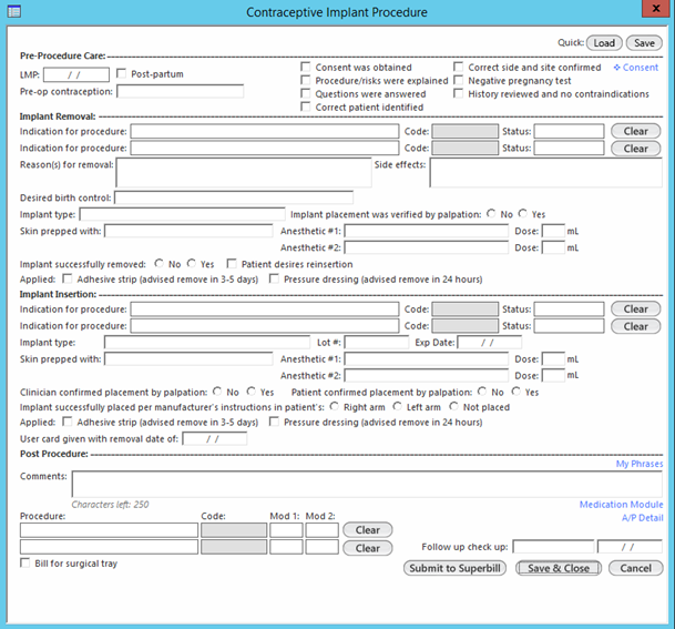 Contraceptive Implant Procedure template