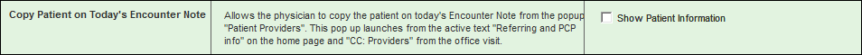 Copy Patient on Today's Encounter Note section