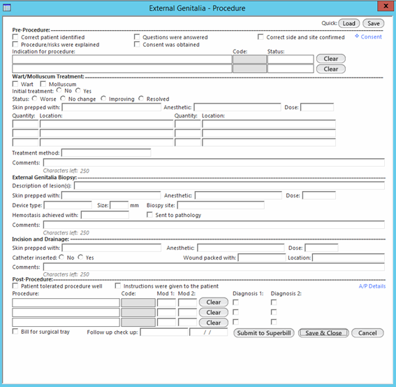 External Genitalia - Procedure template