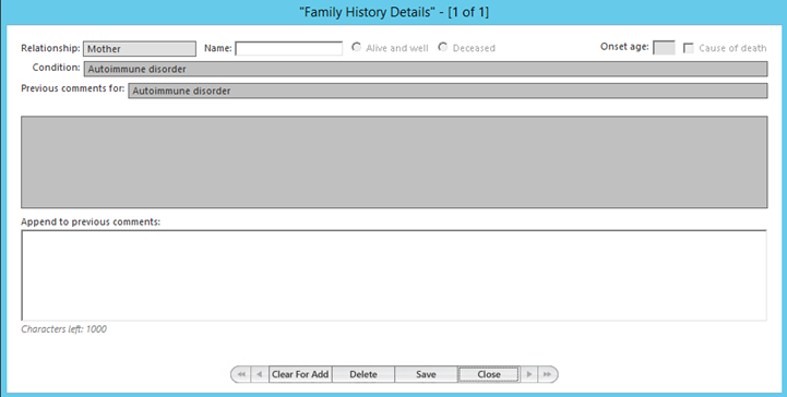 Family History Details