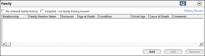 Family Health History - Family Panel