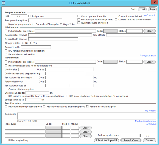 IUD - Procedure template