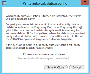 Parity auto calculation config template