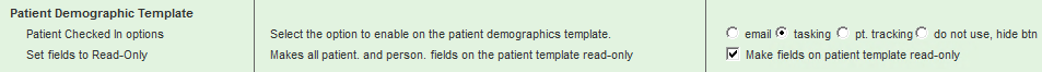 Patient Demographic Template section