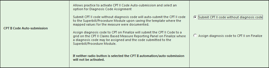 CPT II Code Auto-submission