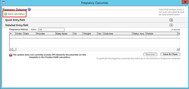 Pregnancy Outcomes template