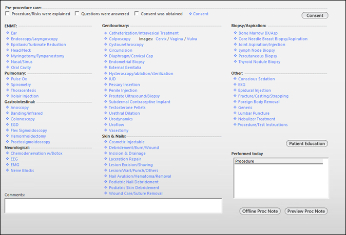Procedures template