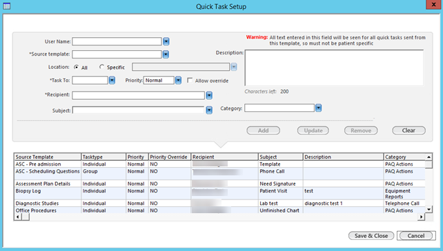 Quick Tasks Setup template