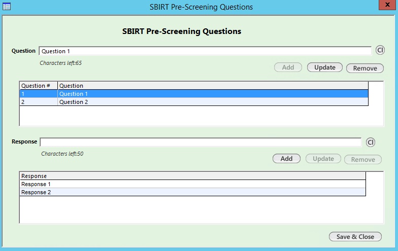 SBIRT Pre-Screening Questions