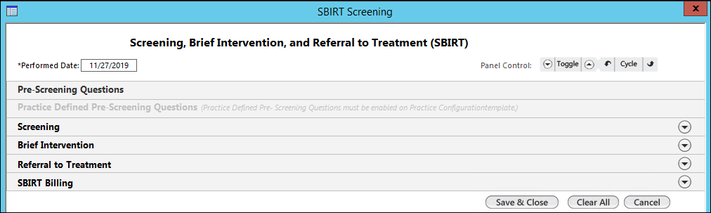 SBIRT Screening Template