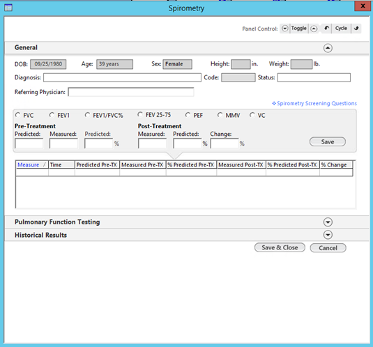 Spirometry template