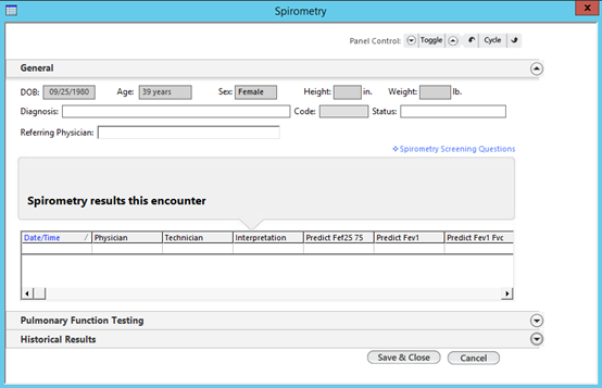 Spirometry template