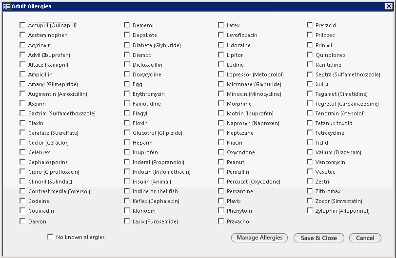 Adult Allergies template