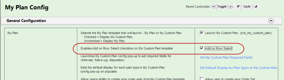 My Plan Config