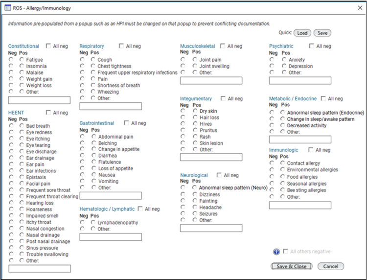 ROS - Allergy/Immunology