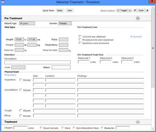 Nebulizer Treatment - Procedure template