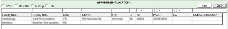 Appointment Locations