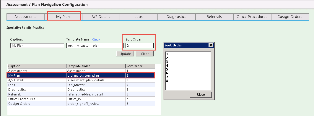 Assessment/Plan Navigation Configuration