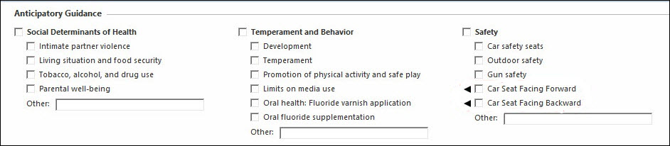 Anticipatory Guidance section