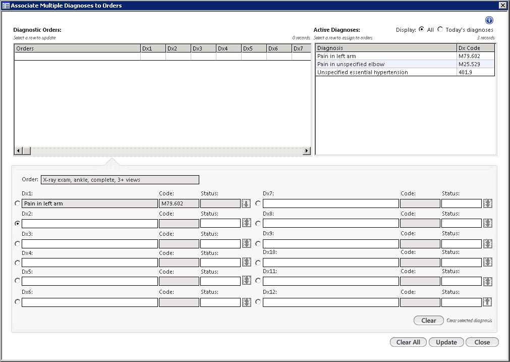 Associate Multiple Diagnoses to an Order